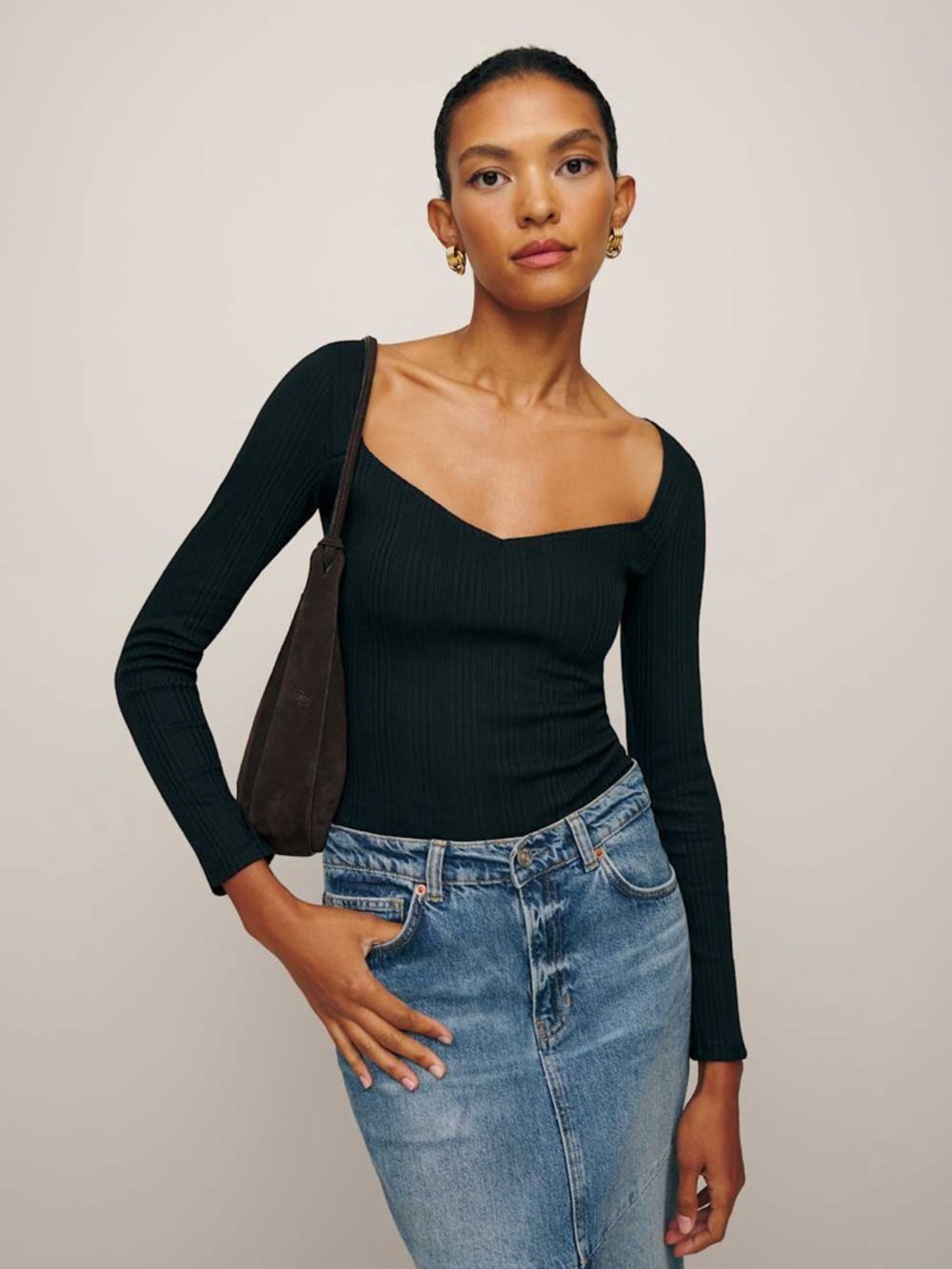 REFORMATION • Leighton Knit Top in Black